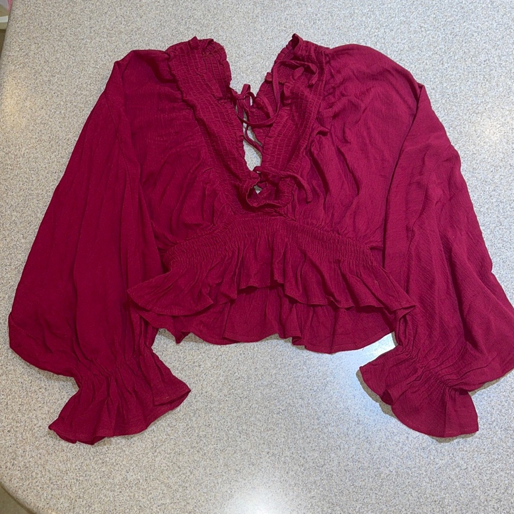 Pink Lily Long Sleeve Crop Top